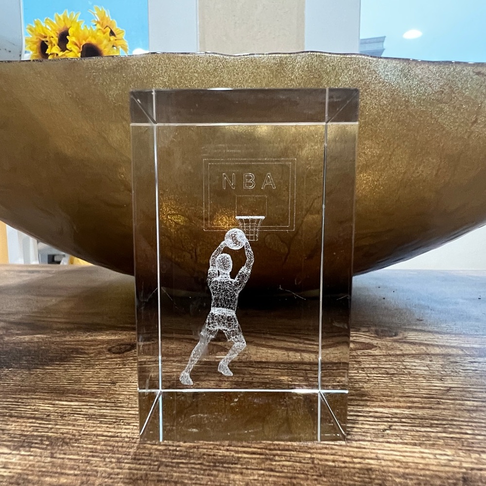 Laser Etched in Crystal Glass Cube-NBA Star